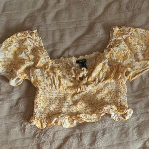 Forever 21 Yellow Floral Crop Top